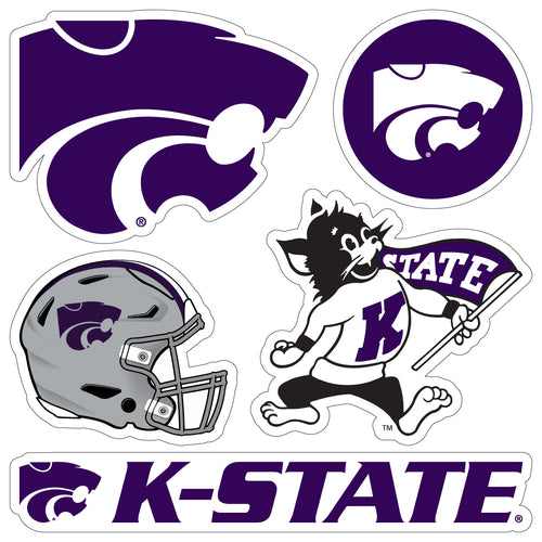 Kansas State Wildcats Officially Licensed College Sticker Multipack - School Spirit Decal Set 5-Pack