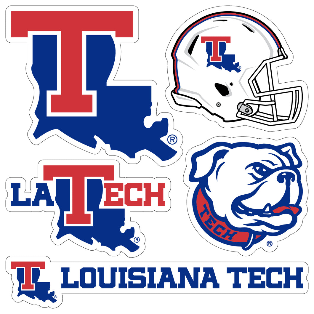 Louisiana Tech Bulldogs Officially Licensed College Sticker Multipack - School Spirit Decal Set 5-Pack