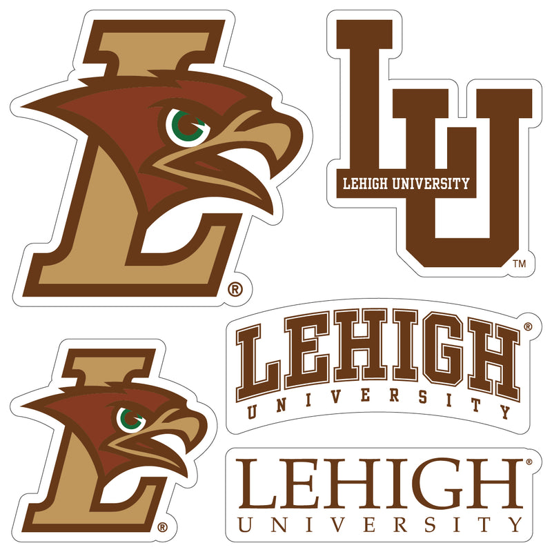 Lehigh University Mountain Hawks Officially Licensed College Sticker Multipack - School Spirit Decal Set 5-Pack