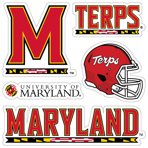 Maryland Terrapins Officially Licensed College Sticker Multipack - School Spirit Decal Set 5-Pack