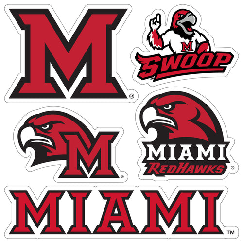 Miami University of Ohio Officially Licensed College Sticker Multipack - School Spirit Decal Set 5-Pack