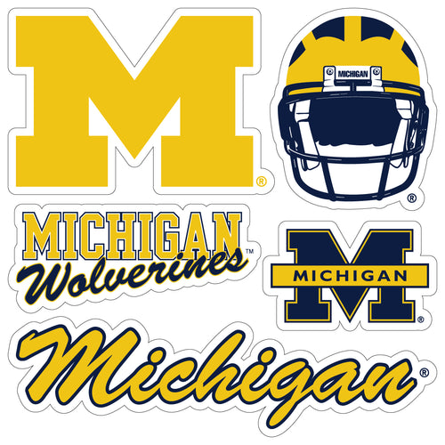Michigan Wolverines Officially Licensed College Sticker Multipack - School Spirit Decal Set 5-Pack