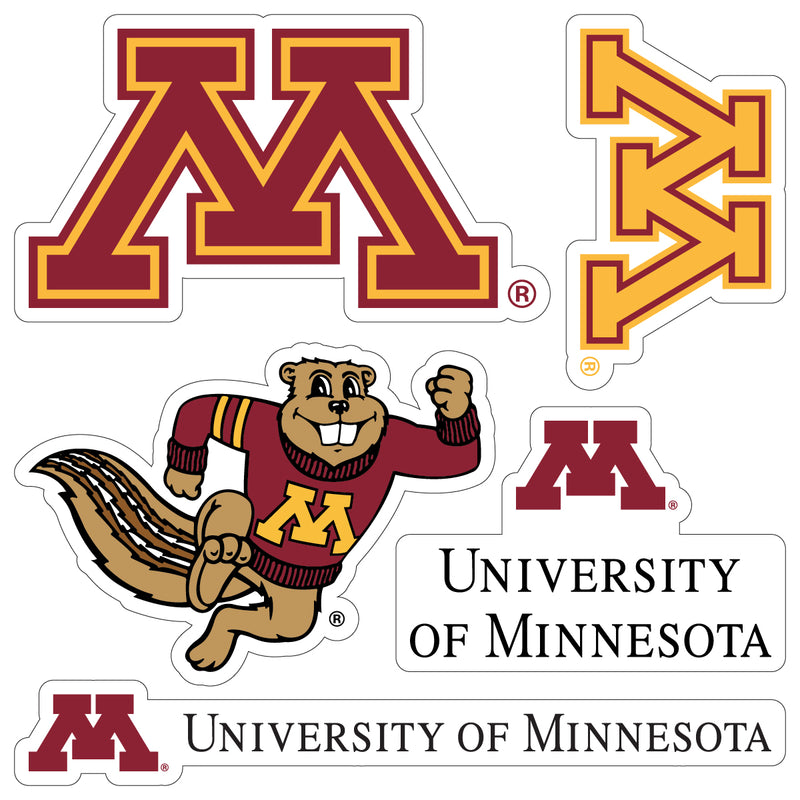 Minnesota Gophers Officially Licensed College Sticker Multipack - School Spirit Decal Set 5-Pack