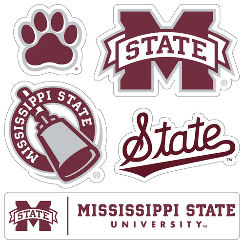 Mississippi State Bulldogs Officially Licensed College Sticker Multipack - School Spirit Decal Set 5-Pack
