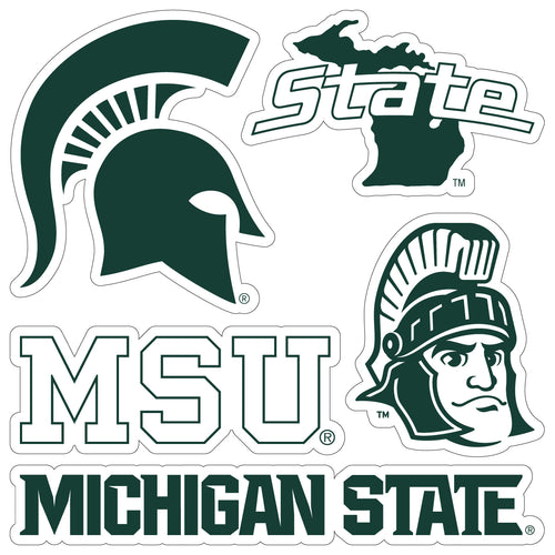 Michigan State Spartans Officially Licensed College Sticker Multipack - School Spirit Decal Set 5-Pack
