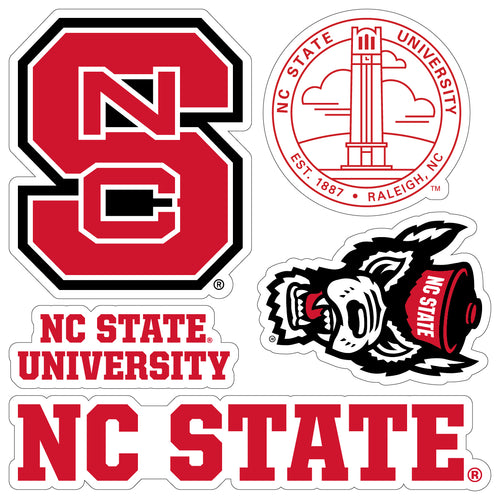 NC State Wolfpack Officially Licensed College Sticker Multipack - School Spirit Decal Set 5-Pack