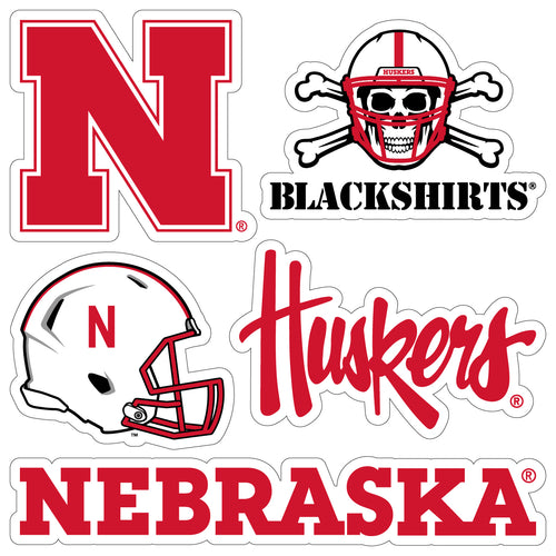 Nebraska Cornhuskers Officially Licensed College Sticker Multipack - School Spirit Decal Set 5-Pack