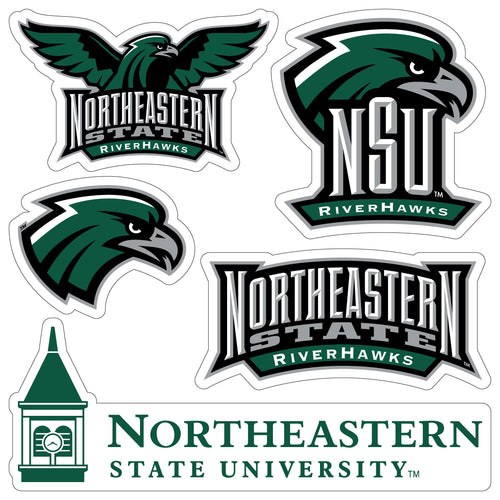 Northeastern State University Riverhawks Officially Licensed College Sticker Multipack - School Spirit Decal Set 5-Pack
