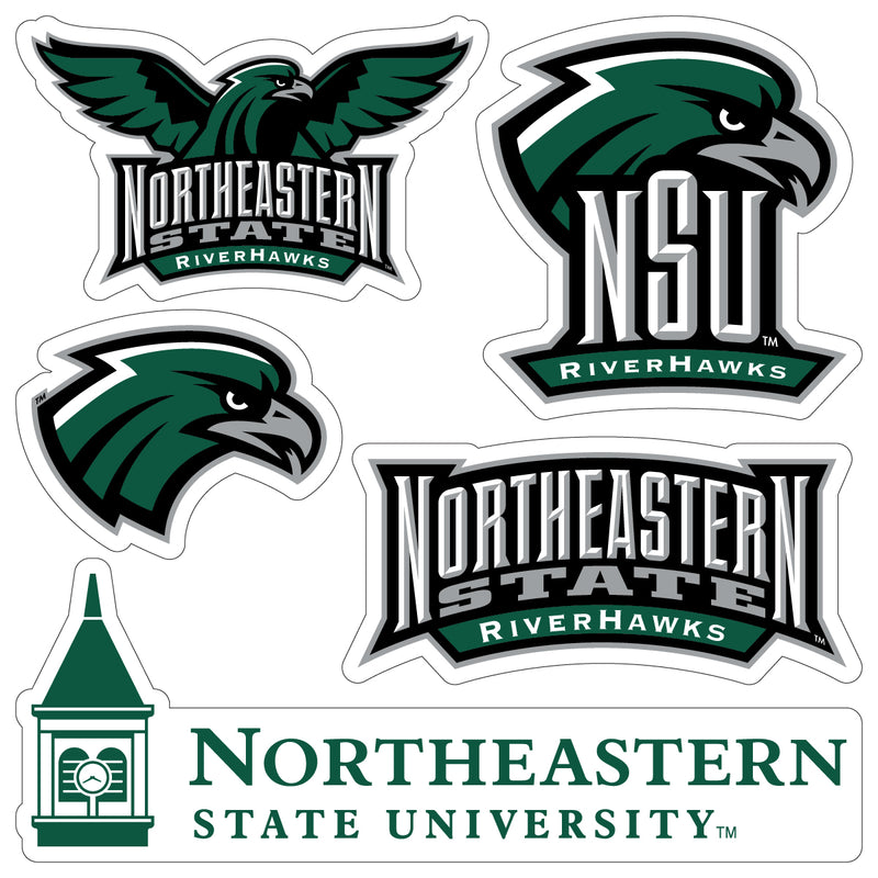 Northeastern State University Riverhawks Officially Licensed College Sticker Multipack - School Spirit Decal Set 5-Pack
