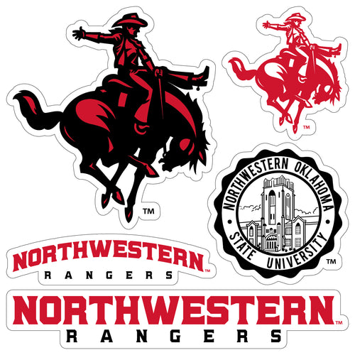 Northwestern Oklahoma State University Officially Licensed College Sticker Multipack - School Spirit Decal Set 5-Pack