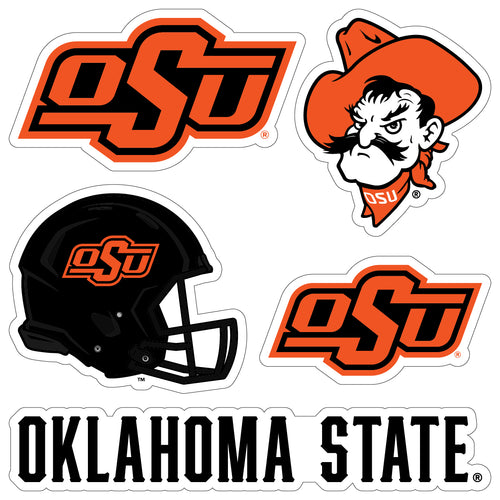 Oklahoma State Cowboys Officially Licensed College Sticker Multipack - School Spirit Decal Set 5-Pack