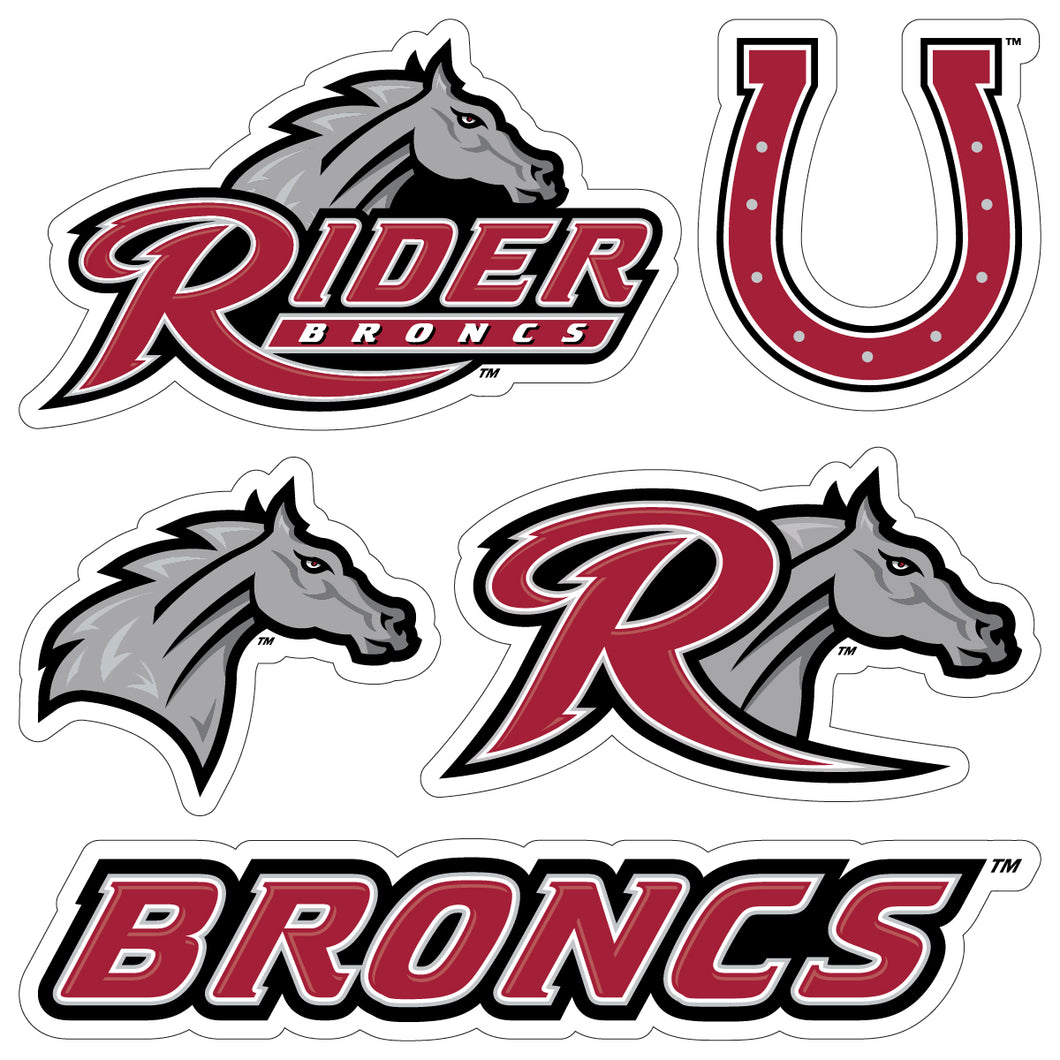 Rider University Broncs Officially Licensed College Sticker Multipack - School Spirit Decal Set 5-Pack