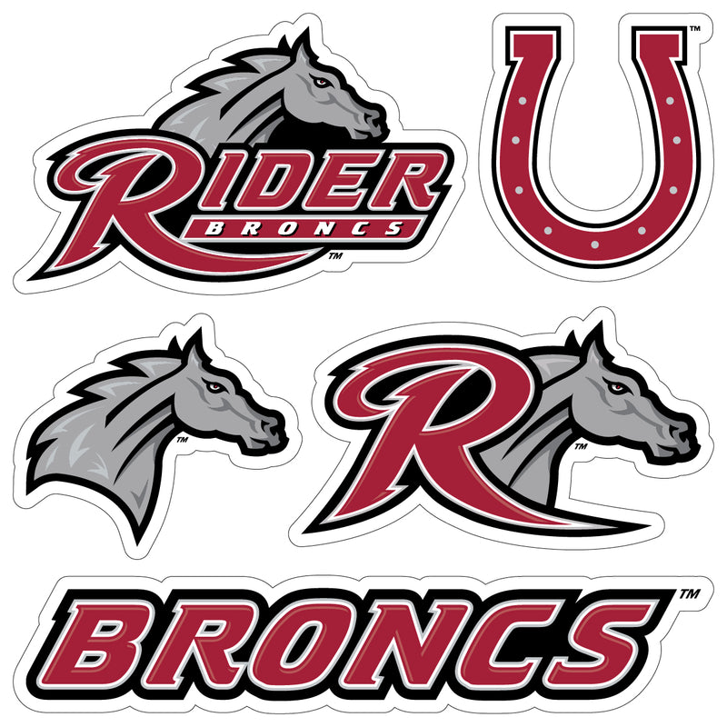 Rider University Broncs Officially Licensed College Sticker Multipack - School Spirit Decal Set 5-Pack