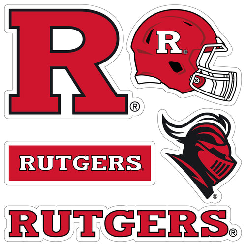 Rutgers Scarlet Knights Officially Licensed College Sticker Multipack - School Spirit Decal Set 5-Pack