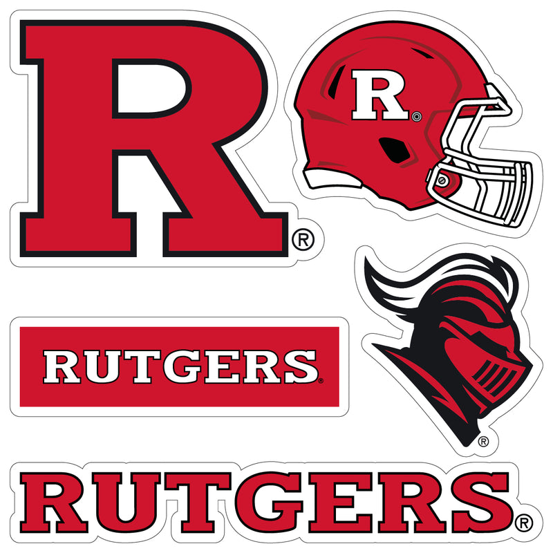 Rutgers Scarlet Knights Officially Licensed College Sticker Multipack - School Spirit Decal Set 5-Pack
