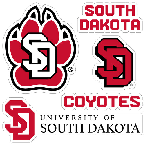 South Dakota Coyotes Officially Licensed College Sticker Multipack - School Spirit Decal Set 5-Pack