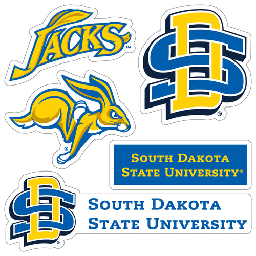 South Dakota State Jackrabbits Officially Licensed College Sticker Multipack - School Spirit Decal Set 5-Pack