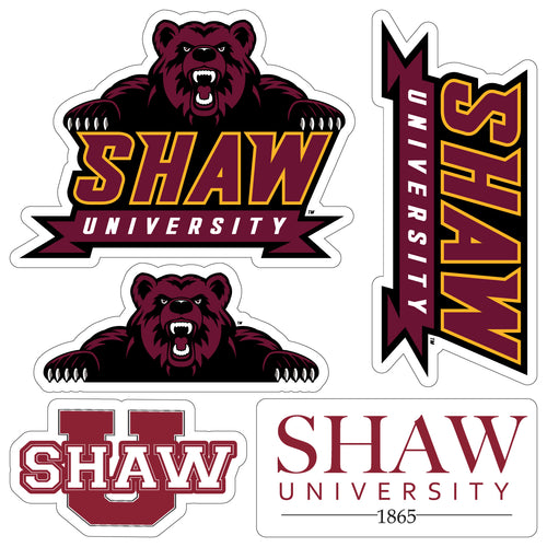 Shaw University Bears Officially Licensed College Sticker Multipack - School Spirit Decal Set 5-Pack