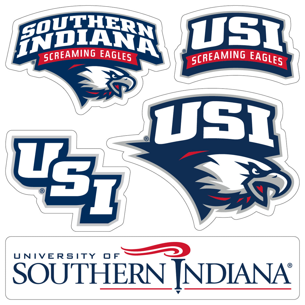 University of Southern Indiana Officially Licensed College Sticker Multipack - School Spirit Decal Set 5-Pack