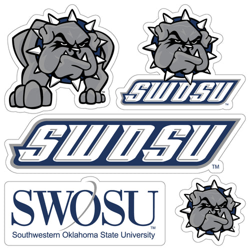 Southwestern Oklahoma State University Officially Licensed College Sticker Multipack - School Spirit Decal Set 5-Pack