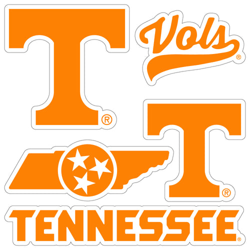 Tennessee Knoxville Volunteers Officially Licensed College Sticker Multipack - School Spirit Decal Set 5-Pack