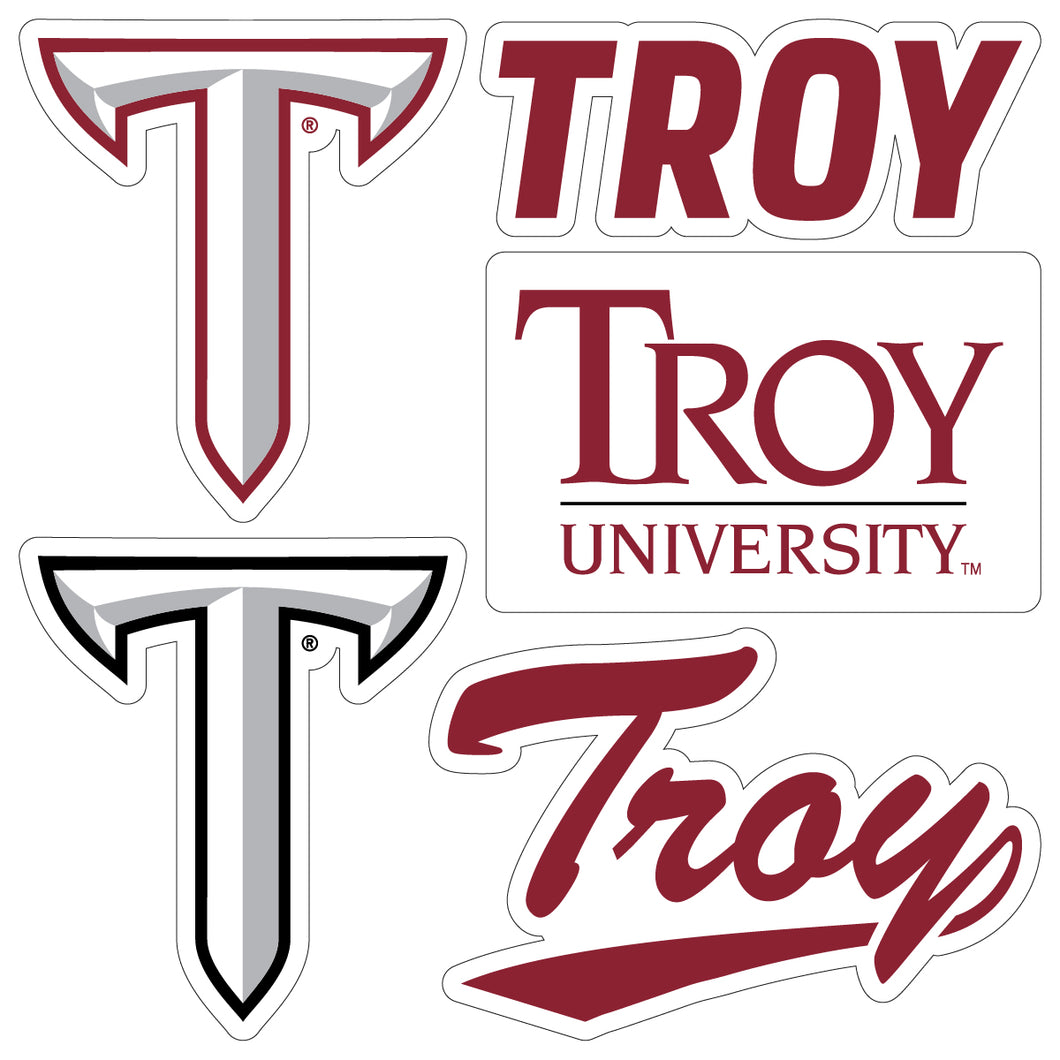 Troy University Officially Licensed College Sticker Multipack - School Spirit Decal Set 5-Pack
