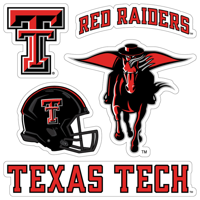 Texas Tech Red Raiders Officially Licensed College Sticker Multipack - School Spirit Decal Set 5-Pack