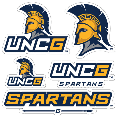 North Carolina Greensboro Spartans Officially Licensed College Sticker Multipack - School Spirit Decal Set 5-Pack