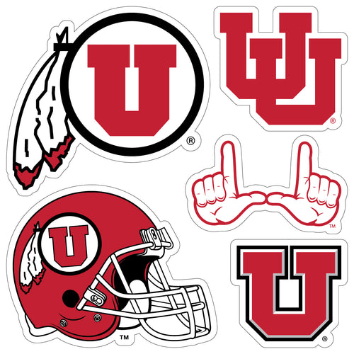 Utah Utes Officially Licensed College Sticker Multipack - School Spirit Decal Set 5-Pack