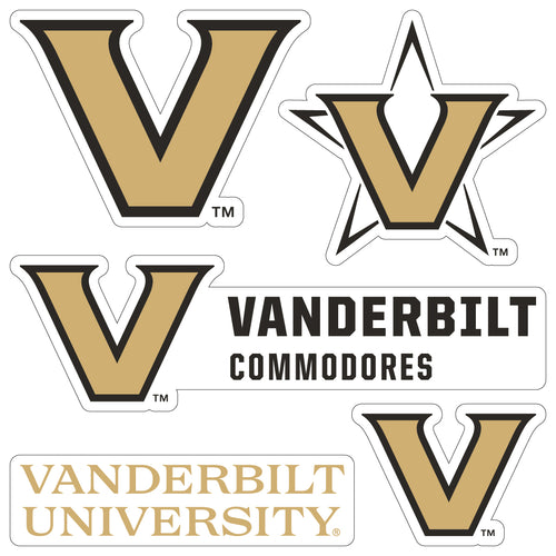 Vanderbilt University Officially Licensed College Sticker Multipack - School Spirit Decal Set 5-Pack