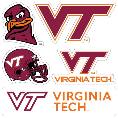 Virginia Tech Hokies Officially Licensed College Sticker Multipack - School Spirit Decal Set 5-Pack