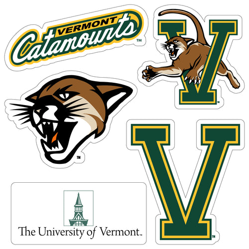 Vermont Catamounts Officially Licensed College Sticker Multipack - School Spirit Decal Set 5-Pack