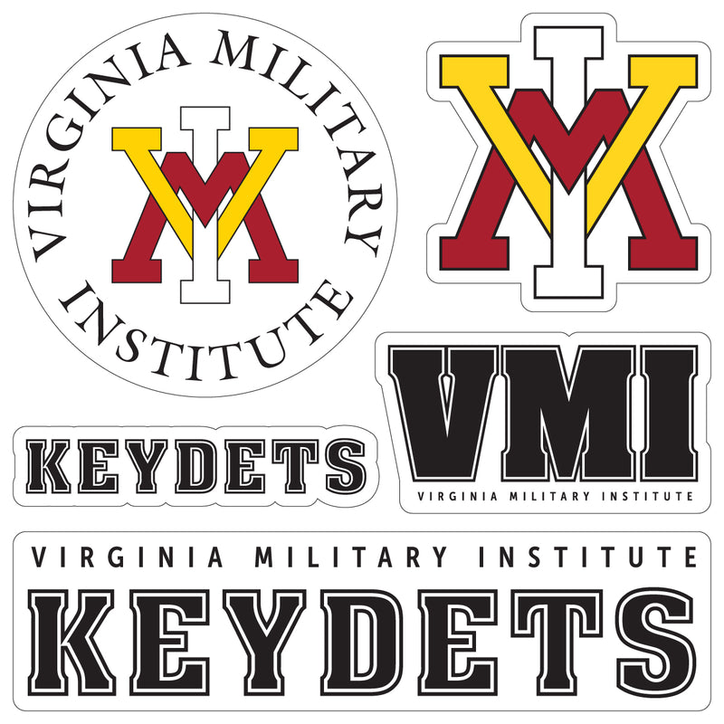 VMI Keydets Officially Licensed College Sticker Multipack - School Spirit Decal Set 5-Pack