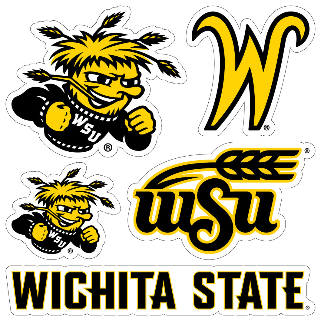 Wichita State Shockers Officially Licensed College Sticker Multipack - School Spirit Decal Set 5-Pack