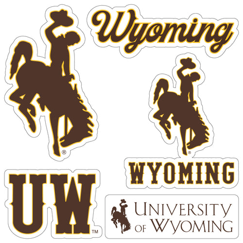 University of Wyoming Officially Licensed College Sticker Multipack - School Spirit Decal Set 5-Pack