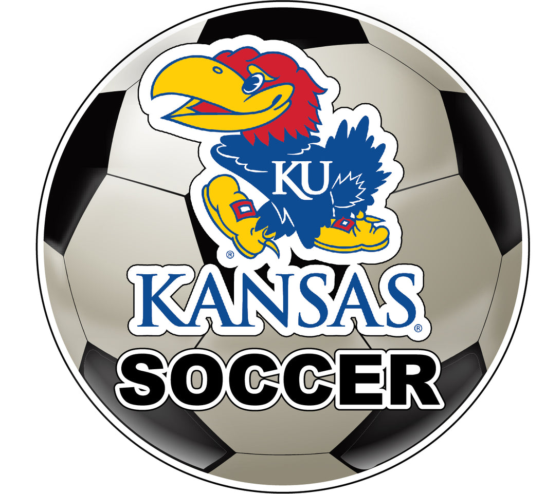 Kansas Jayhawks 4-Inch Soccer Vinyl Decal Officially Licensed Collegiate Product 