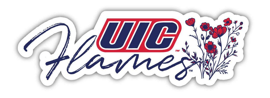 University of Illinois at Chicago Script Floral Sticker/Magnet - Officially Licensed School Pride Decor 