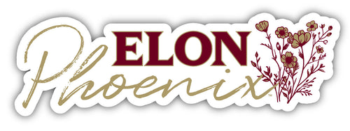 Elon University Script Floral Sticker/Magnet - Officially Licensed School Pride Decor 