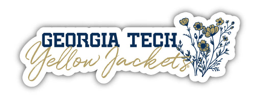 Georgia Tech Yellow Jackets Script Floral Sticker/Magnet - Officially Licensed School Pride Decor 
