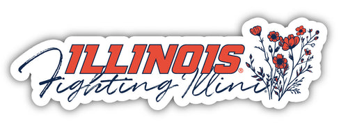 Illinois Fighting Illini Script Floral Sticker/Magnet - Officially Licensed School Pride Decor 