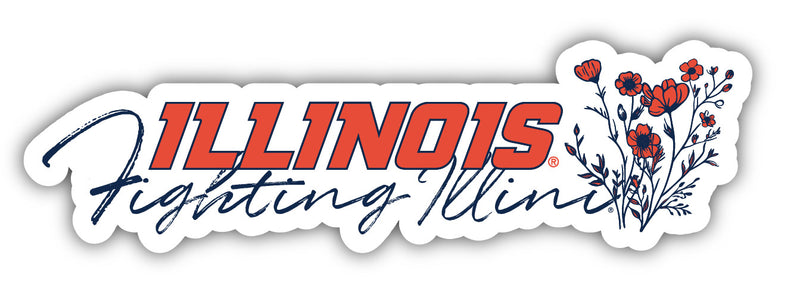 Illinois Fighting Illini Script Floral Sticker/Magnet - Officially Licensed School Pride Decor 