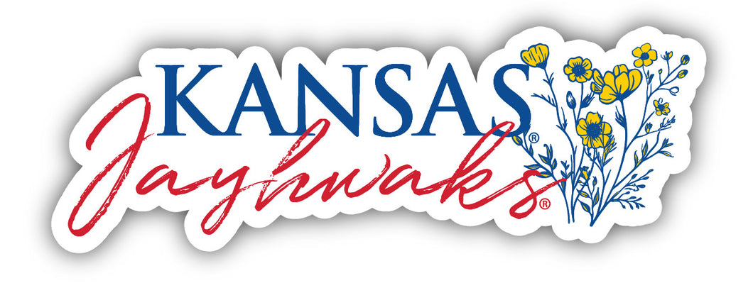 Kansas Jayhawks Script Floral Sticker/Magnet - Officially Licensed School Pride Decor 