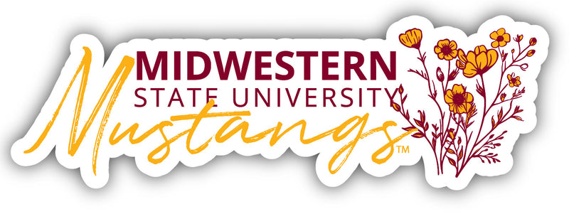 Midwestern State University Mustangs Script Floral Sticker/Magnet - Officially Licensed School Pride Decor 