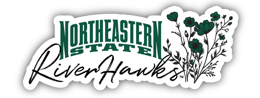 Northeastern State University Riverhawks Script Floral Sticker/Magnet - Officially Licensed School Pride Decor 