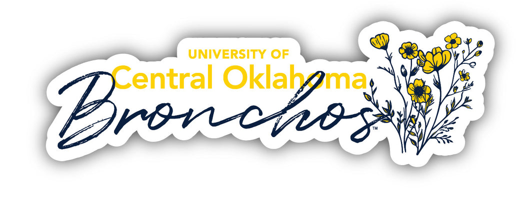 University of Central Oklahoma Bronchos Script Floral Sticker/Magnet - Officially Licensed School Pride Decor 