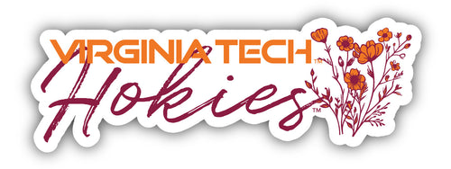 Virginia Tech Hokies Script Floral Sticker/Magnet - Officially Licensed School Pride Decor 