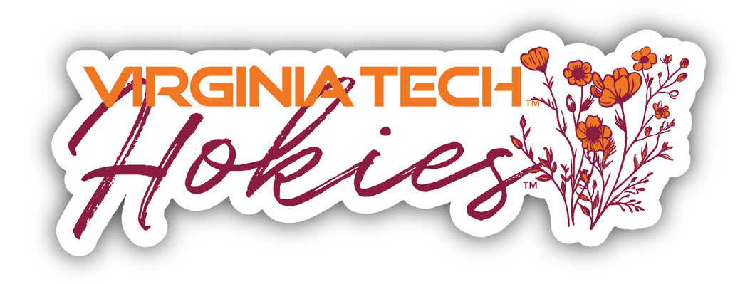 Virginia Tech Hokies Script Floral Sticker/Magnet - Officially Licensed School Pride Decor 
