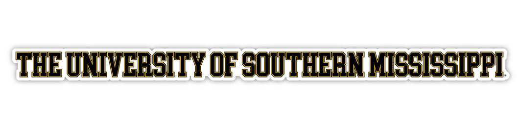 Southern Mississippi Golden Eagles Officially Licensed College Text Vinyl Decal – White, Clear and Holographic