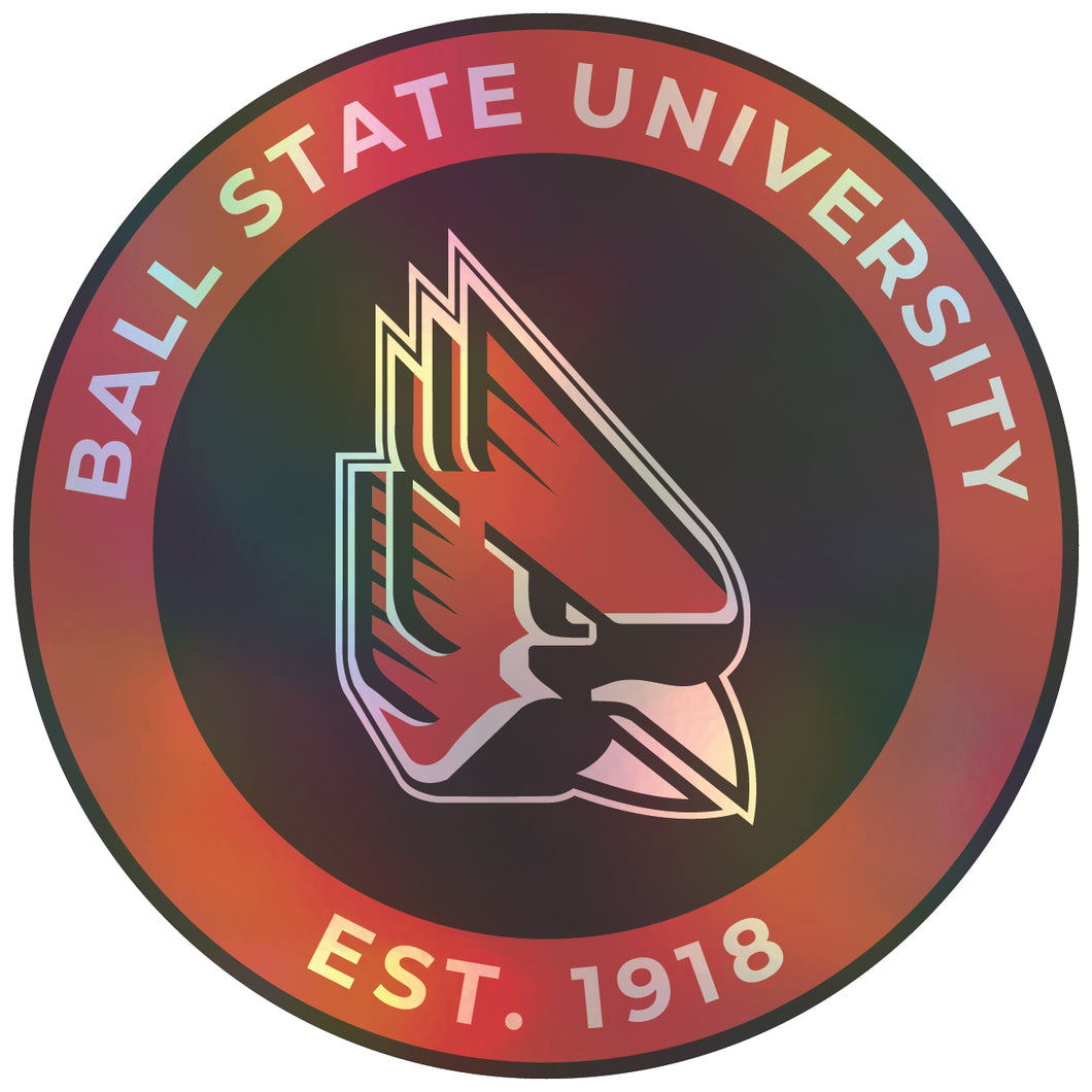 Ball State University 6-Inch Holographic Vinyl Decal Sticker Officially Licensed Collegiate Product 4-Pack