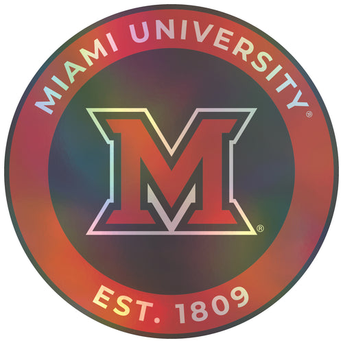 Miami University of Ohio 3-Inch Holographic Vinyl Decal Sticker Officially Licensed Collegiate Product 4-Pack